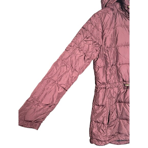 LL Bean Women’s Down Puffer Jacket With Hoodie X-Small Burgundy Water Repellent - Picture 8 of 14